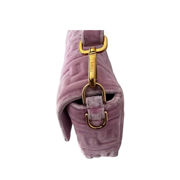 FENDI velvet embossed FF Rosa baguette - Picture 4 of 7